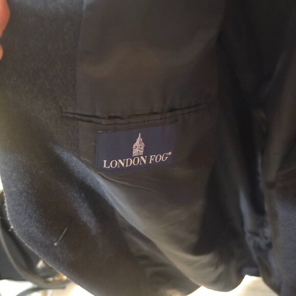 London fog men's double breasted gray wool coat / trench - est size 44 - Picture 4 of 5